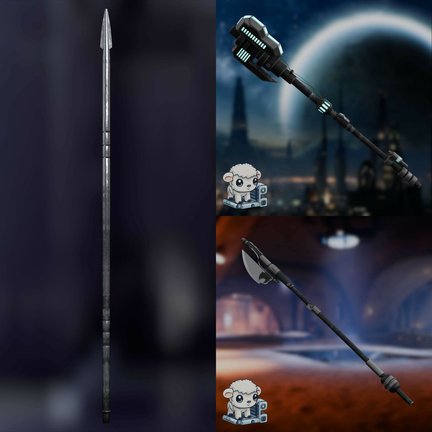Star Wars Cosplay Spear/Axe/Hammer Combo STL Pack